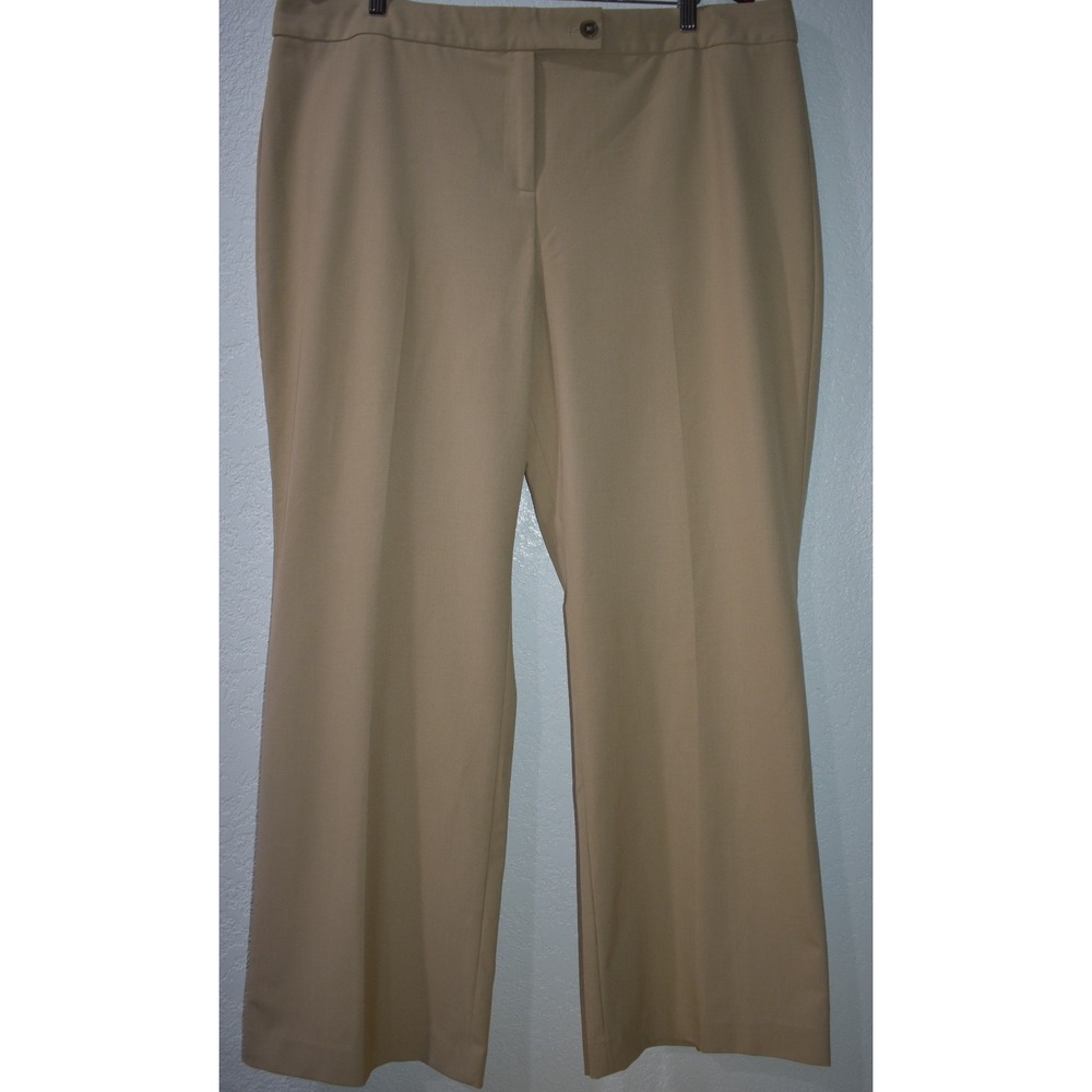 Talbots 20 Curvy Tan Khaki Wide Leg‎ Dress Pants Trousers Stretch Business